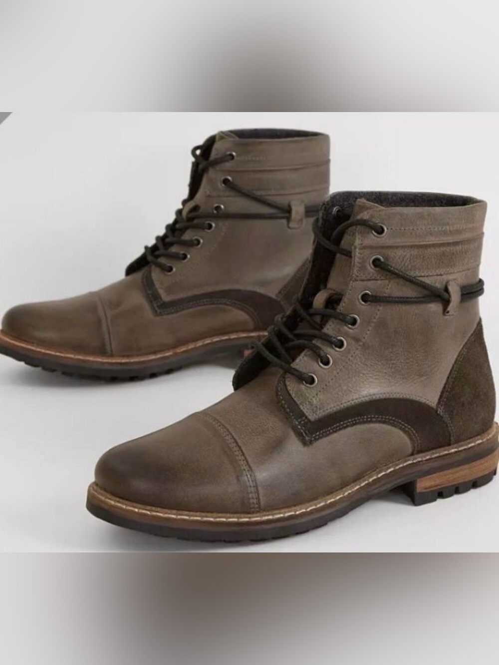 OUTPOST MAKERS HAANSEL GRAY LEATHER LACE UP BOOTS SIZE 12 BUCKLE